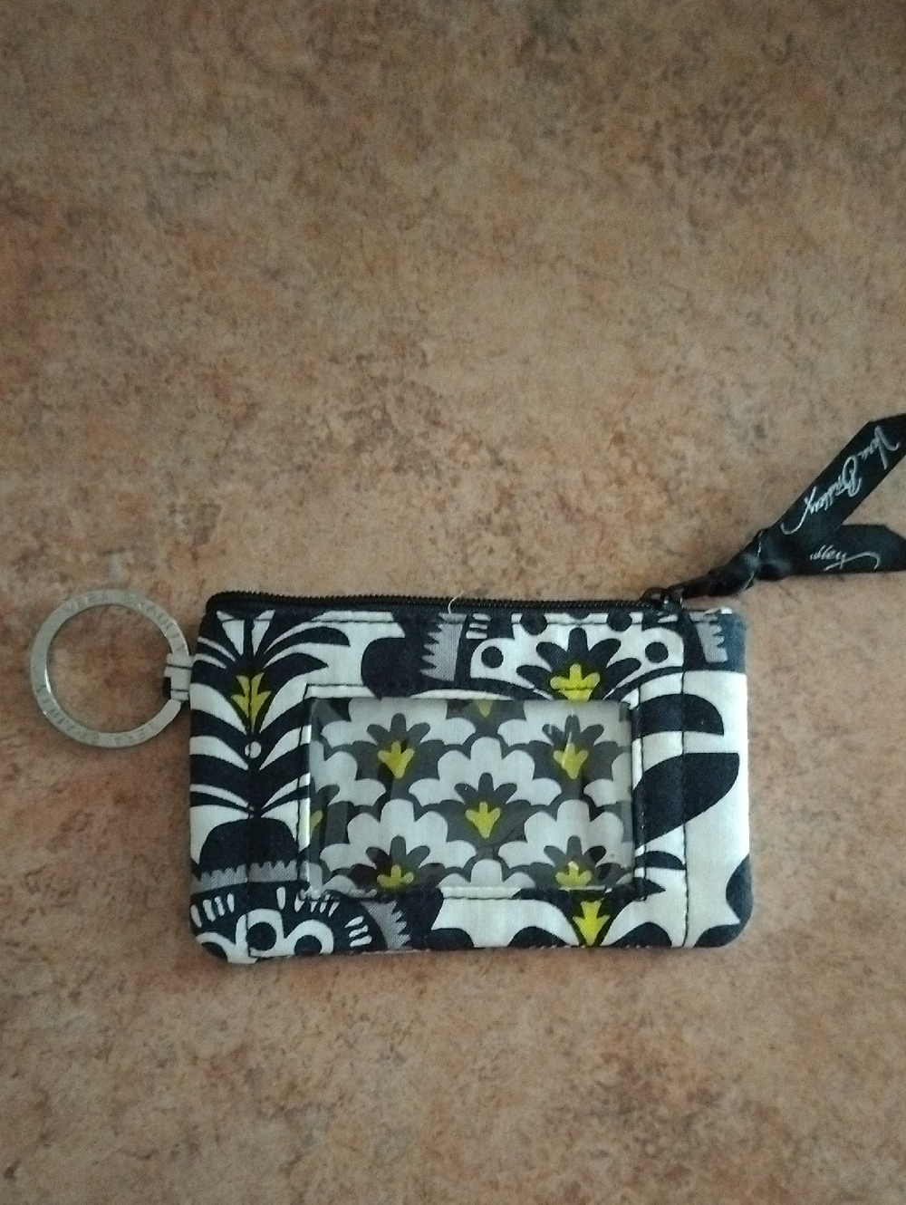Vera Bradley Black & White Floral ID Case with Keyring